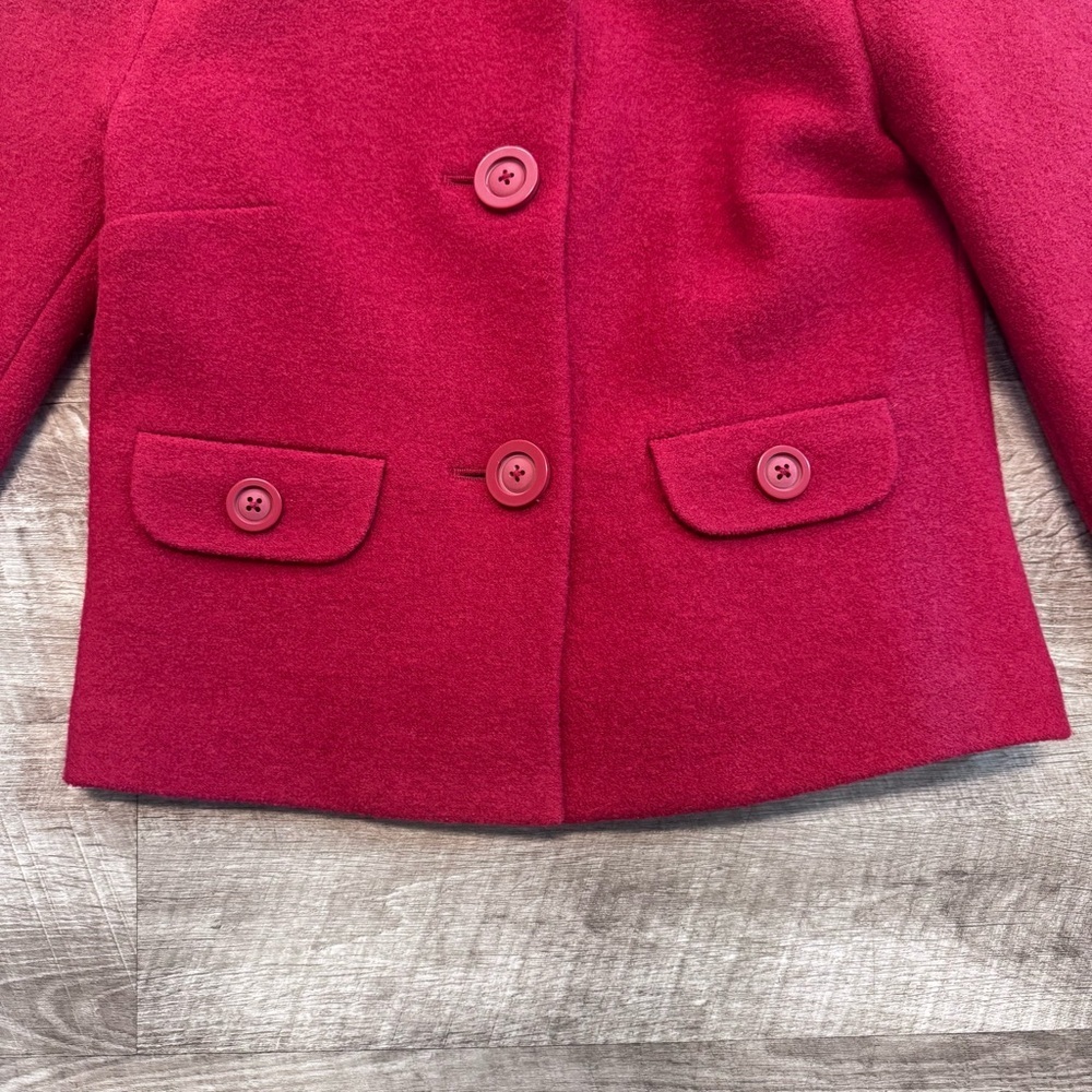 Boden Kids 100% Wool Front Button Peter Pan Collar Girls Red Coat Sz. 10 - Picture 4 of 8